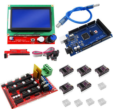 Набір для 3D принтера CNC верстата RAMPS 1.4 Arduino Mega 2560 R3 DRV8825 FSGC 12864, фото 2