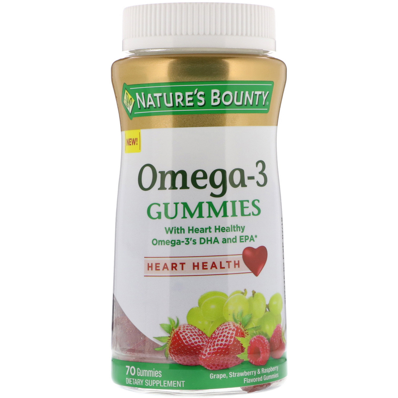 Nature's Bounty, Жувальні таблетки з Омега-3, виноград, зі смаком полуниці та малини, 70 жувальних таблеток