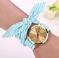 Стильний жіночий наручний годинник з тканинним ремінцем «Style time» (блакитний)