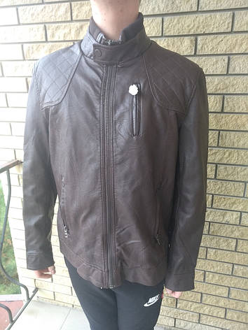 Куртка чоловіча великого розміру з екошкіри OS, фото 2