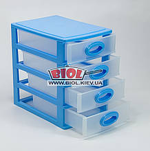 Комод міні пластиковий на 4 ящики 26,5х18,7х27см (колір - синій) Консенсус