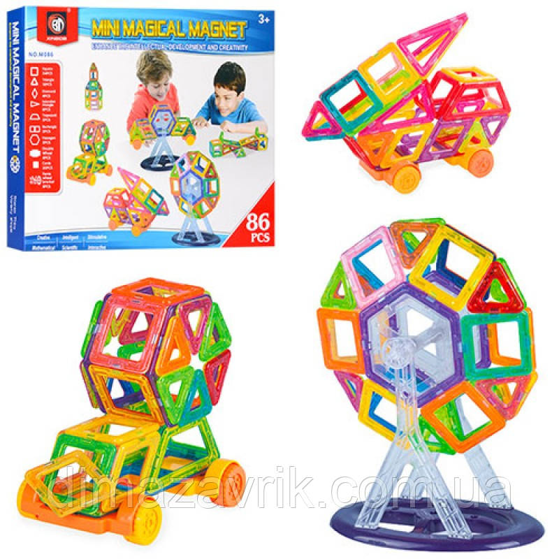 Магнітний конструктор M086 86 деталей, фото 1