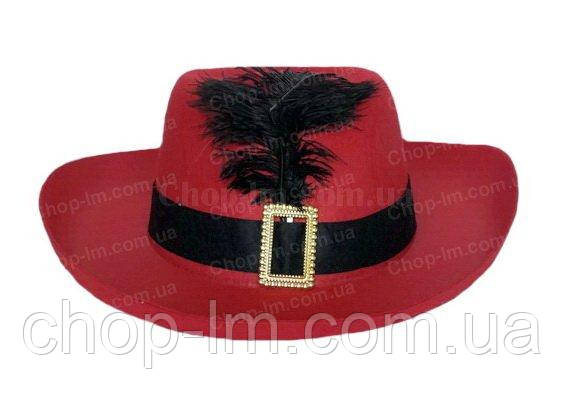 Шляпа мушкетера красная (карнавальная) - фото 3 - id-p810361733