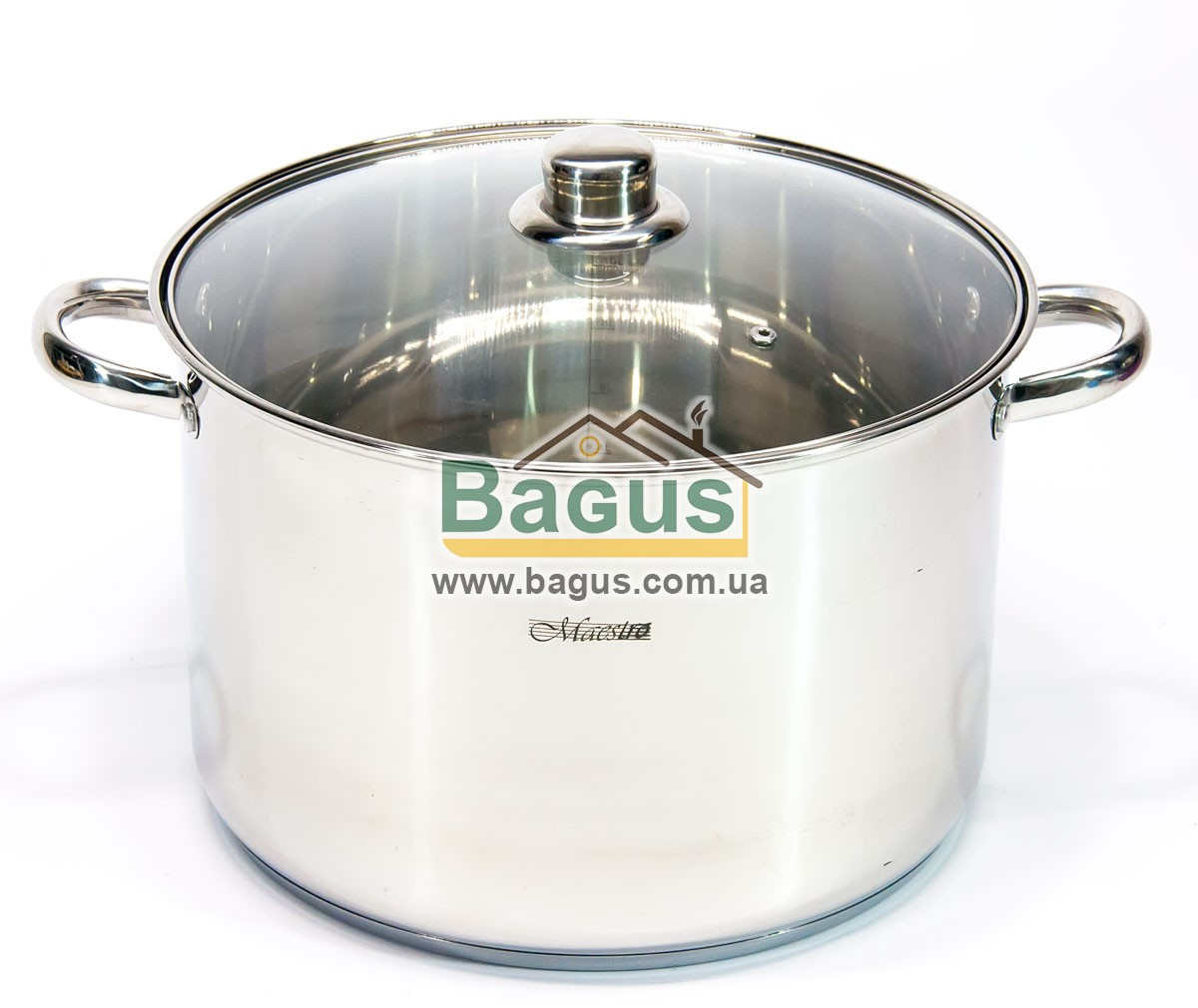 Каструля з неіржавкої сталі 14 л (d-30 см, h-20 см) з індукційним дном і кришкою Maestro MR-3517-14