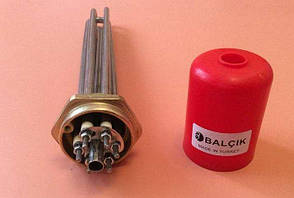 Блок ТЕН прямий 6000 W, 220/380 V, різь 1,5" неіржавка сталь Balcik (Туреччина), фото 3