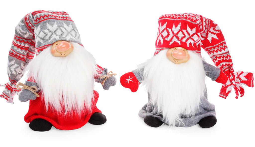 Мягкая новогодняя игрушка Санта 25см, 2 вида, красивый декор на Новый год, набор 2 шт