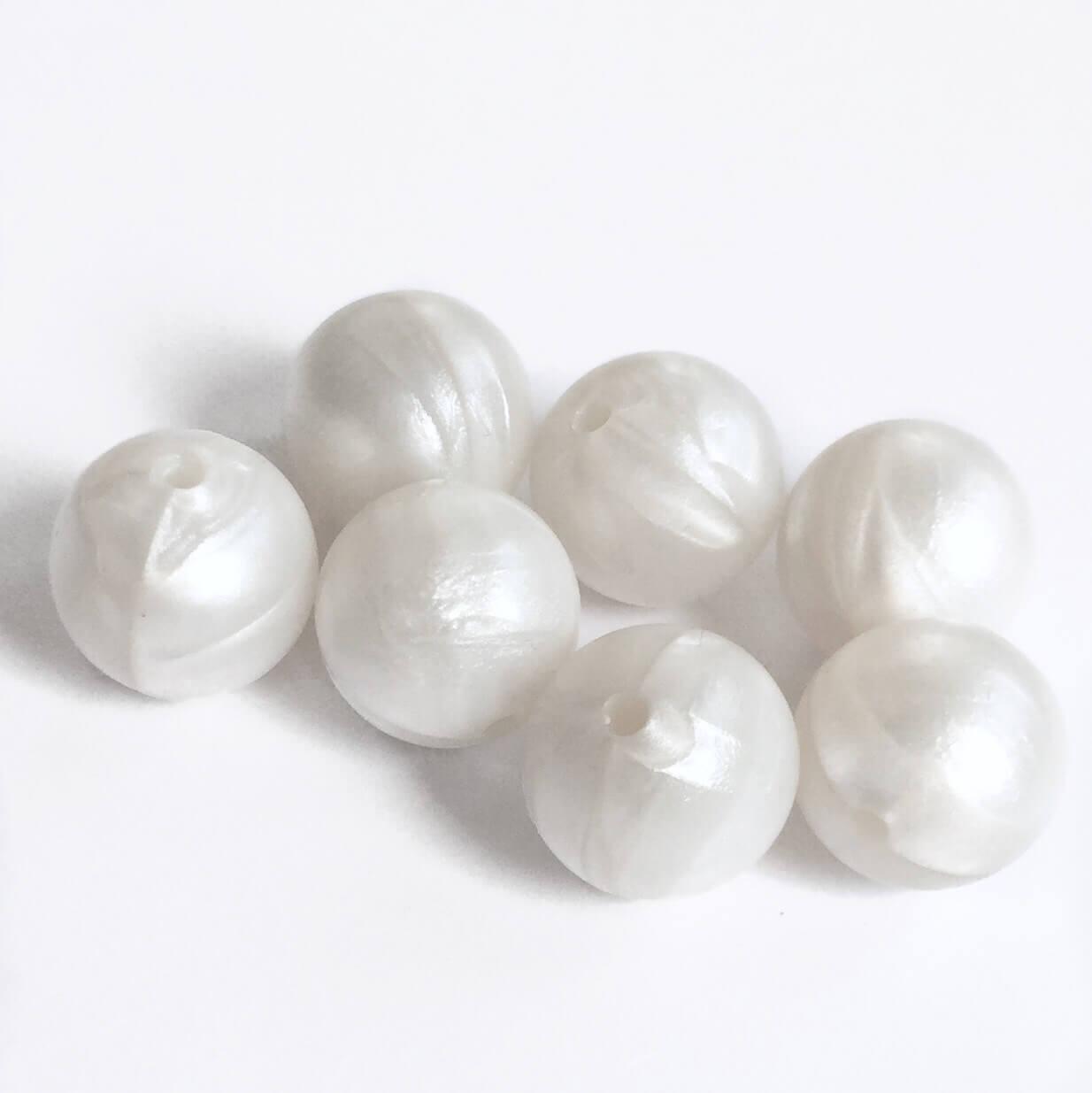 15мм (білий перли) кругла, силіконова намистина, фото 1