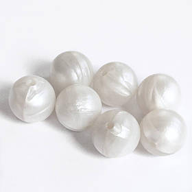 15мм (білий перли) кругла, силіконова намистина