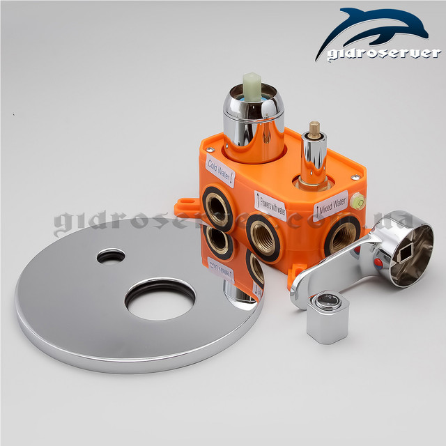 Вбудовуваний змішувач для душової програми, системи прихованого монтажу SVB-03 з пластиковим монтажним боксом.