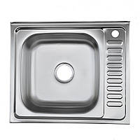 Накладная кухонная мойка из нержавеющей стали Platinum 6050 Сатин 0,7 Лева/Правая