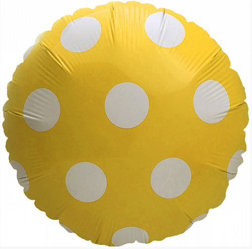 Фольгована куля Полька жовта, 45*45 см
