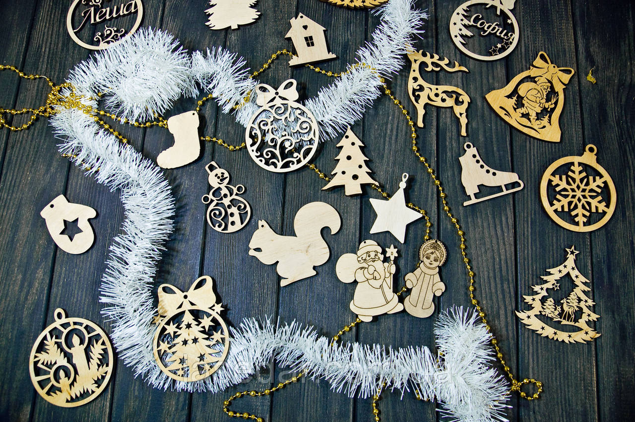 Ялинкові іграшки з фанери на ялинку гуртом, фото 1