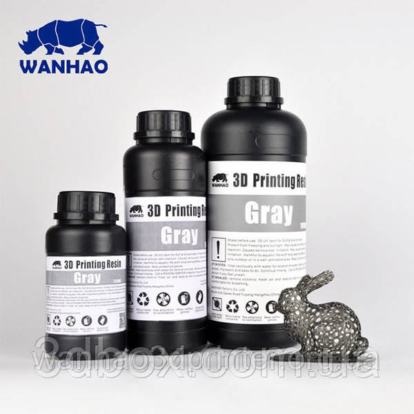 ФОТОПОЛІМЕР СІРИЙ WANHAO UV 405NM ДЛЯ DPL/SLA/LCD ПРИНТЕРА WANHAO DUPLICATOR 7 0.5 л і 1 л