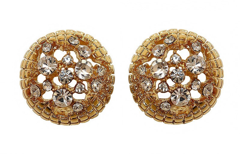 Сережки Neoglory з італійською застібкою. Позолота. Камені: білі фіаніти. Діаметр: 1,8 см.