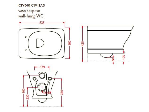 Унитаз в ретро стиле ArtCeram Civitas CIV001 с плавным сиденьем Италия - фото 10 - id-p811174527