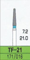 Стоматологічний бор TF-21 синій конус із плоским кінчиком, Sharp