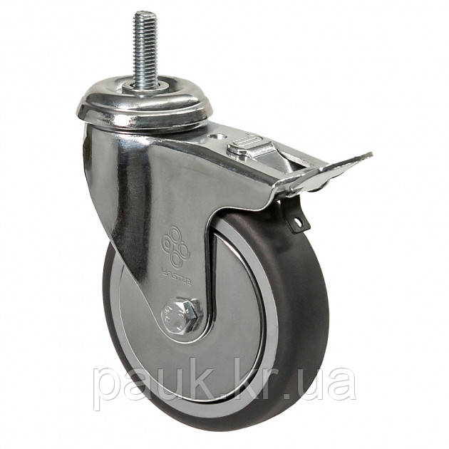 Колесо 2309-L-125-P(23 "Light") Ø 125мм, поворотне з різьбленням та гальмом, підшипник ковзання, фото 1