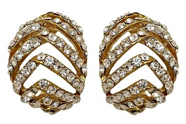 Сережки Neoglory з італійською застібкою. Позолота. Камені: білі фіаніти. Довжина: 2,4 см. Ширина: 18 мм.