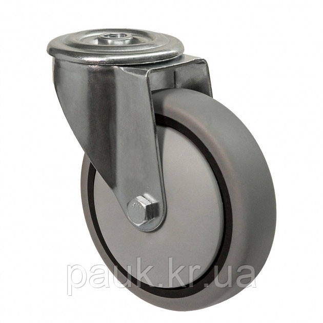 Колесо 2405-N-160-R(24 "Norma") Ø 160мм, поворотне з отвором, роликовий підшипник, колесо для фармацевтичного обладнання, фото 1