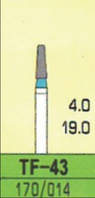 Стоматологічний бор TF-43 синій конус із плоским кінчиком, Sharp
