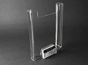 Кишеня акрилова А4 (210х297мм) вертикальна з візитницею. Настінна, зі скотчем