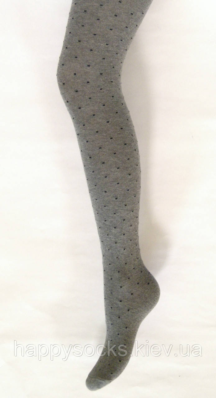 Демісезонні дитячі колготки сірого кольору в чорну точку