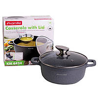 Каструля з кришкою Kamille 2.3 л з литого алюмінію з антипригарним покриттям і для індукції і газу KM-4424