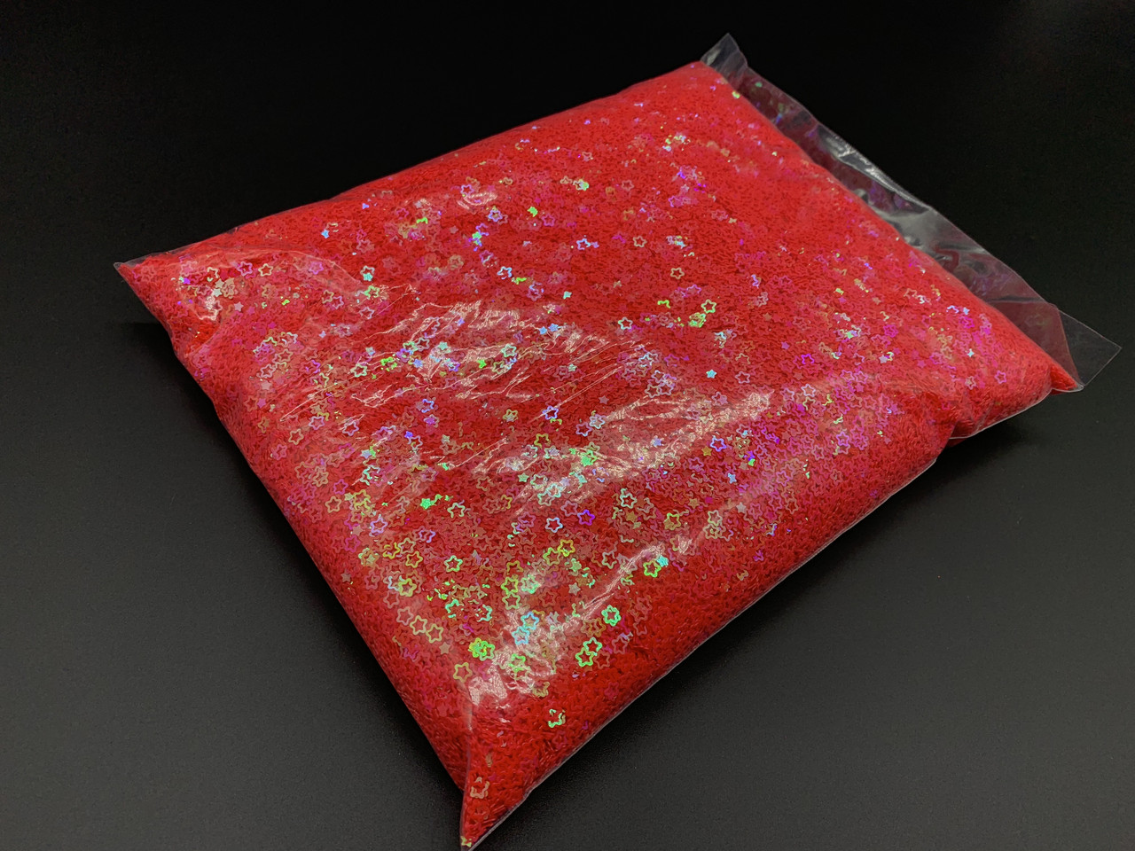 Гліттер червоний для декупажу та скрапбукінгу в упаковці 1кг зірка з ефектом хамелеон