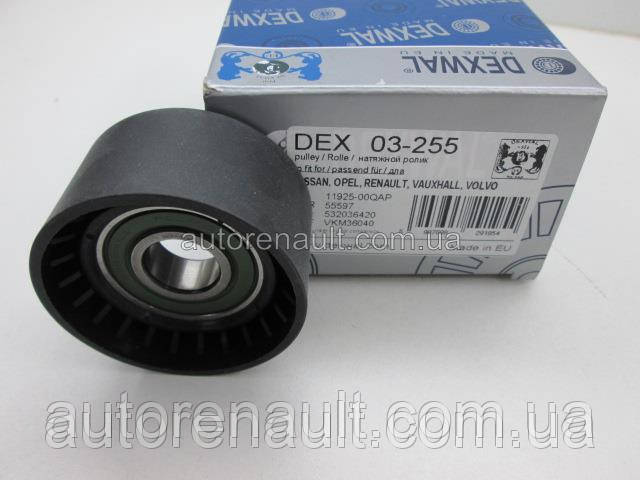 Ролик паразитний ременя генератора (гладкий) на Рено Майстер 2.2 dci / 2.5 dCi - DEX (Польща) 03255, фото 1