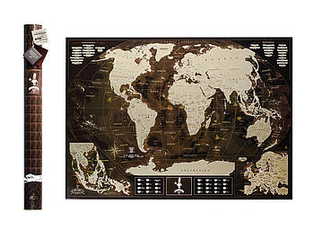 Стирається скретч карта світу My Map Chocolate edition (англійська мова) в тубусі