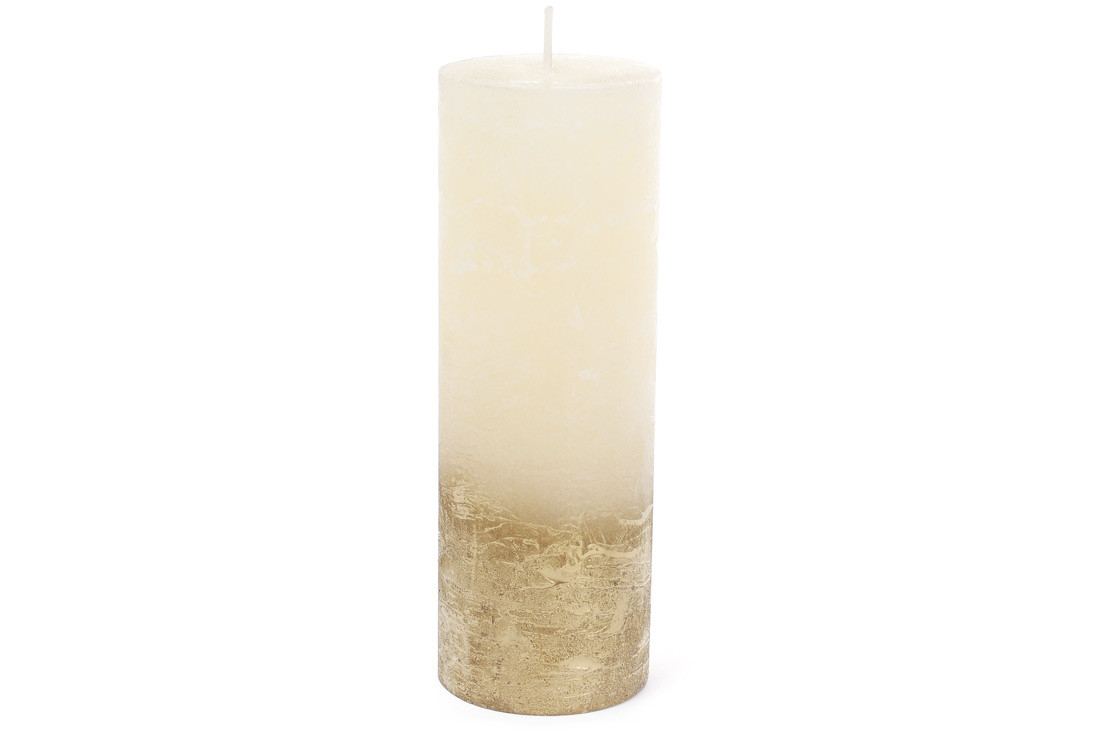 Свічка циліндр 20х7 см амбре, колір - шампань із золотом