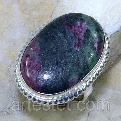 Срібне кільце рубін у цеозиті, фото 1