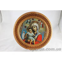 Деревянная тарелка с иконой (35 см.)