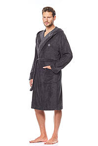 Чоловічий халат L&L KAJ з капішоном бамбук-велюр