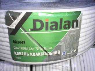 Коаксіальний кабель Dialan RG6U-32W (100 м) 75 Ом білий