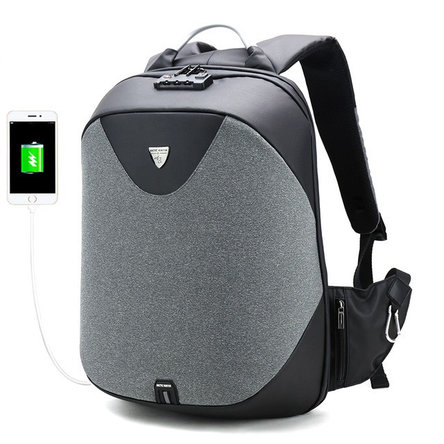 Стильний рюкзак для ноутбука Arctic Hunter B00208, багатофункціональний, з кодовим замком, 24л Темно-сірий