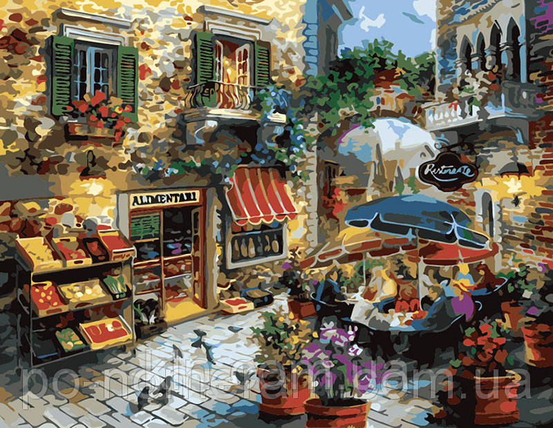 Картина за номерами Menglei MG1116 Міське кафе 40 х 50 см 950, фото 1