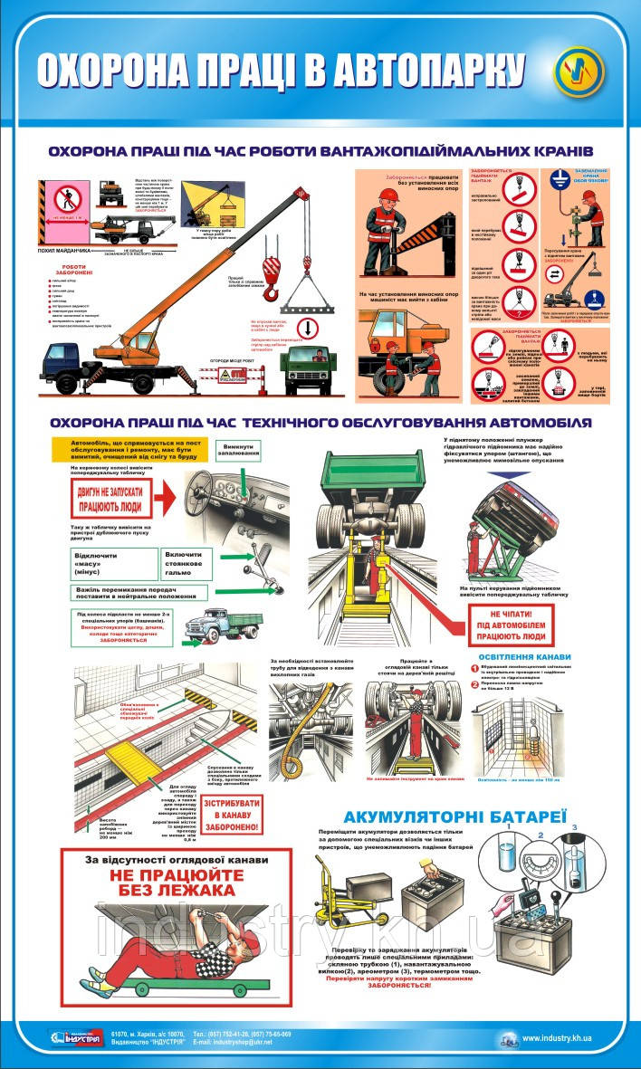 Стенд. Охорона праці в автопарку. 0,6х1,0. Пластик