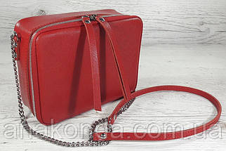 65-3 Натуральна шкіра, Сумка жіноча крос-боді червона сап'ян, фото 3