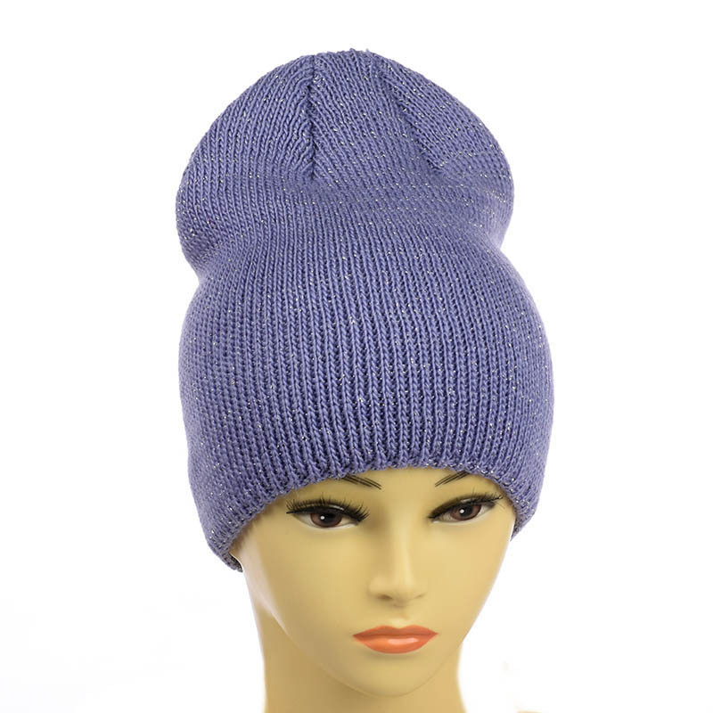 Молодіжна шапка з люрексом волошковий