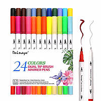 Набор двусторонних маркеров Brush Markers Pens "WORISON" 24 цвета