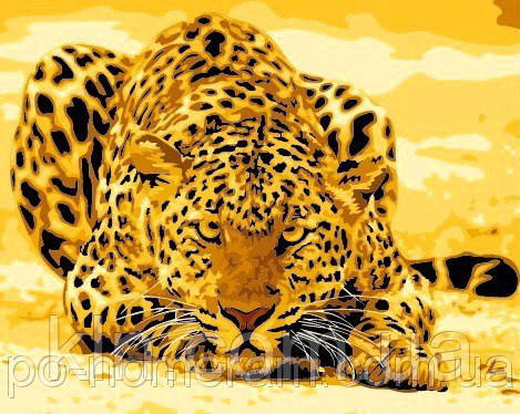Картина за номерами НАБІР БЕЗ ФАРБ! MG305 Леопард причаївся 40 х 50 см