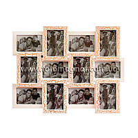 Деревянная мультирамка на 12 фото "Руноко 12 - Ампир" (фоторамка коллаж 62 х 50 см)