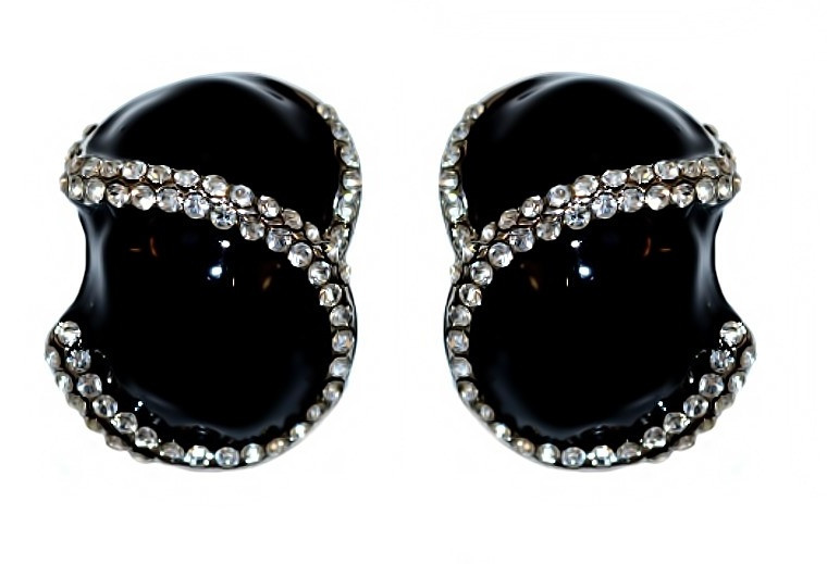 Сережки Neoglory, покриті емаллю. Родій. Камені: фіаніти. Довжина: 2,2 см Ширина: 14 мм