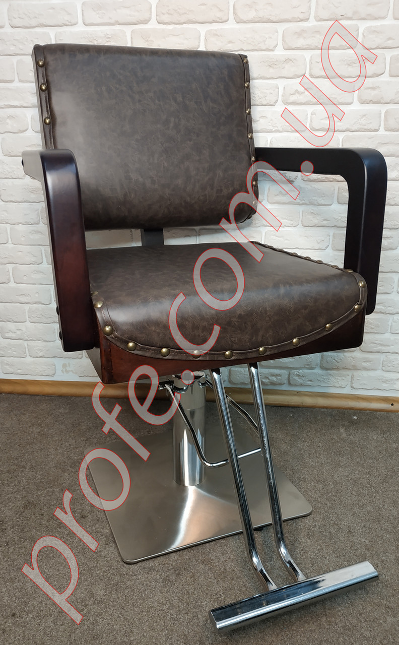 Перукарське крісло на гідравлічній помпі ZD-381A, коричневе