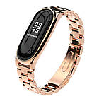 Ремінець Xiaomi Mi Band 4 / 3 MiJobs Metal Plus металевий велика ланка Золотий / Рожевий 1690P, фото 2
