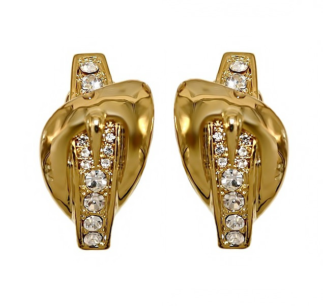 Сережки Neoglory з італійською застібкою. Позолота. Камені: білі фіаніти. Довжина: 2,2 см Ширина: 12 мм