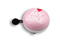 Звонок (Динг-Донг) Green Cycle GBL-458 I love my bike диаметр 80мм розовый BEL-79-70
