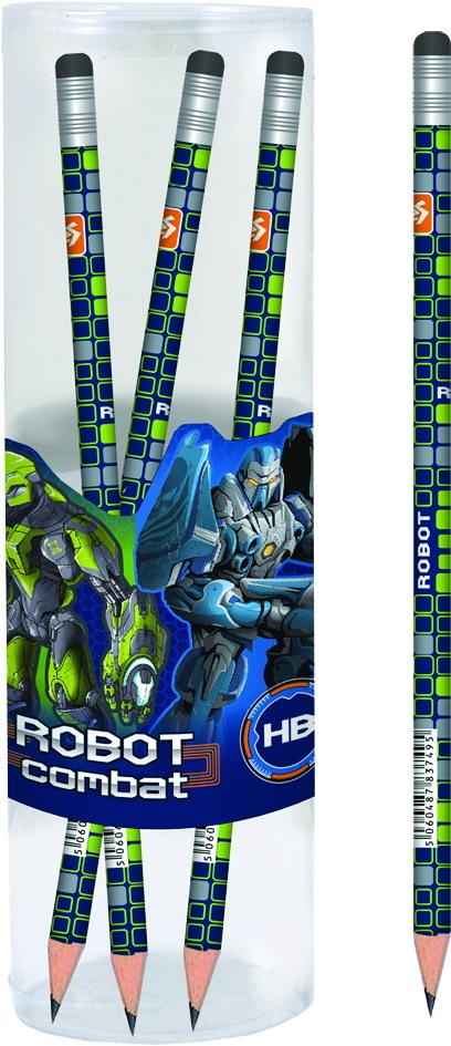 Олівець ч/гр круглий з ласт. в пл. тубі "Cyber-dron", 39шт/уп