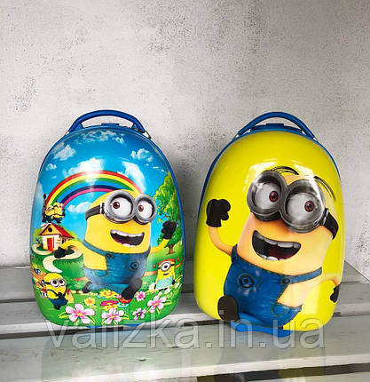 Дитяча валіза для хлопчика на 2-х колеса ручна поклажа Міньйон 44 см Дитяча валіза, фото 2